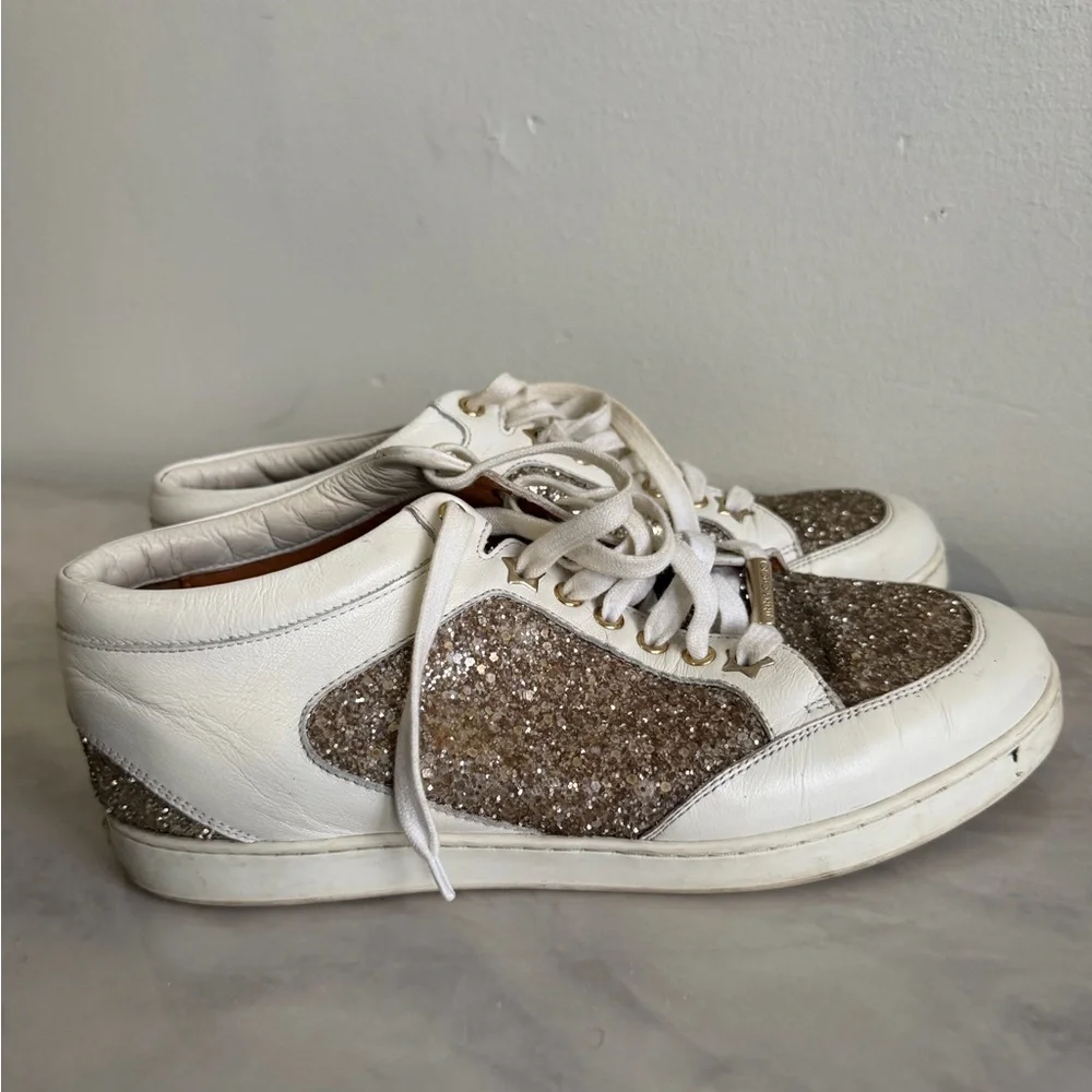 Jimmy Choo Stylish Glitter Sneakers size 8.5